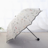 Manual Folding Umbrella with Crabapple Flower and Lotus Edge Design