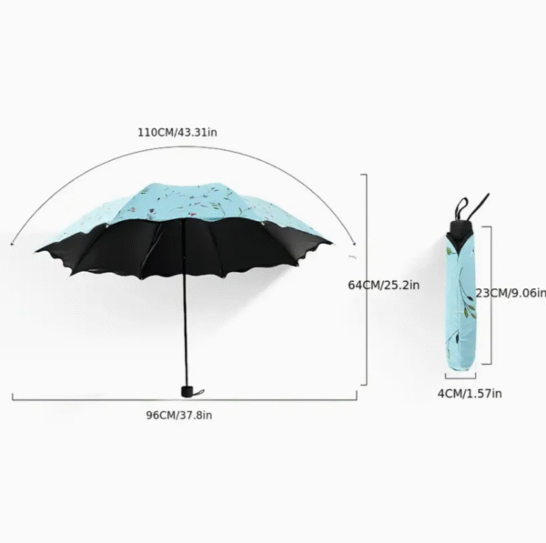Manual Folding Umbrella with Crabapple Flower and Lotus Edge Design