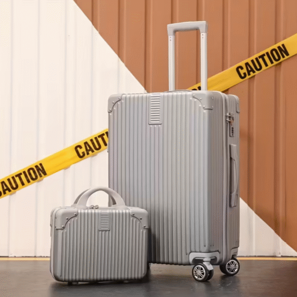 Light Grey 14 Inch and 20 Inch Vintage Travel Suitcase Set