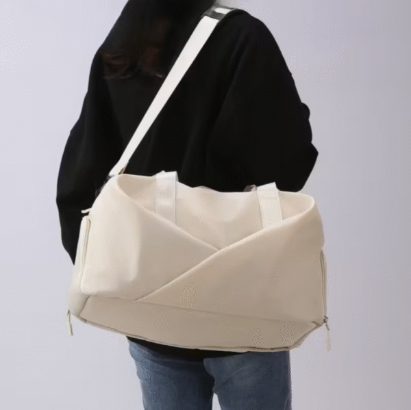Cream Trendy Casual Dry and Wet Separation Travel Duffel Bag