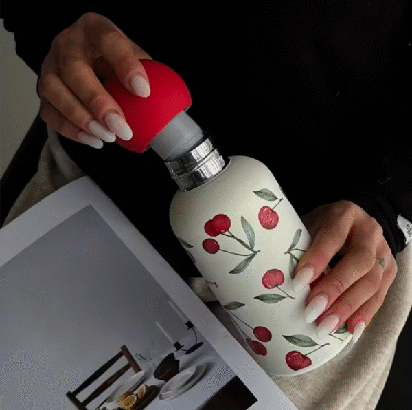 350ml Red Watercolor Cherry Vacuum Cup