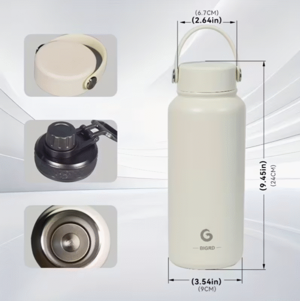 1000ml Cream White Stainless Steel Insulated Water Bottle